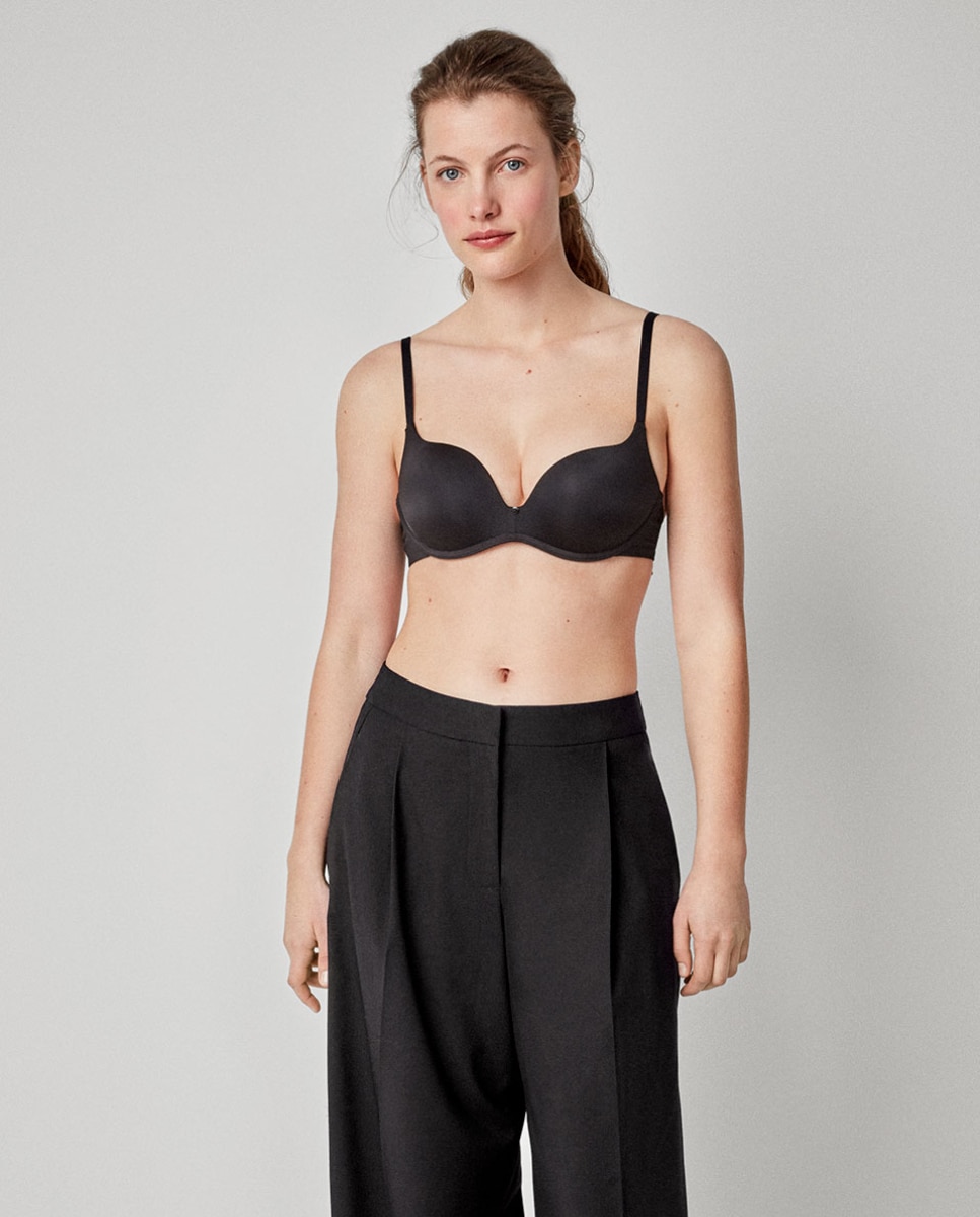 Sujetador push up de mujer sin aro y escote pronunciado - Gisela - Negro Negro-3