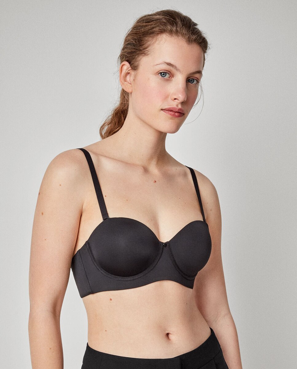 Sujetador de mujer desmontable y de capacidad perfect stay sin tirantes - Gisela - Negro Negro-2