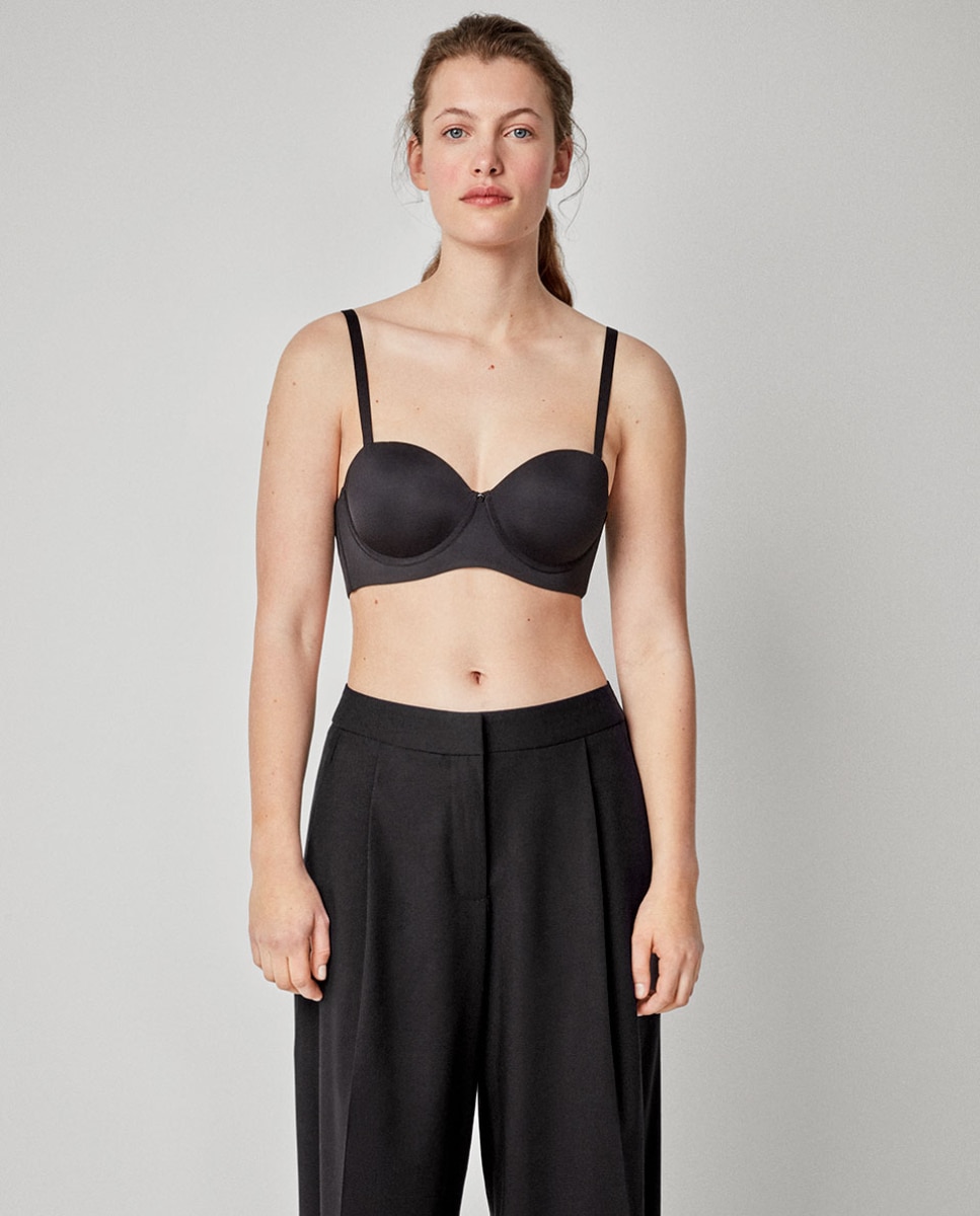 Sujetador de mujer desmontable y de capacidad perfect stay sin tirantes - Gisela - Negro Negro-3