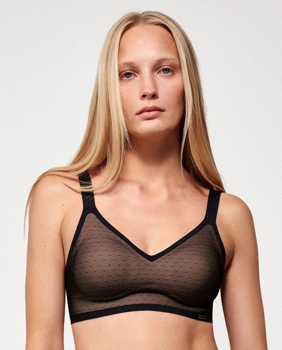 Sujetador capacidad de mujer sin aro y con foam extraíble - Gisela - Negro Negro-1