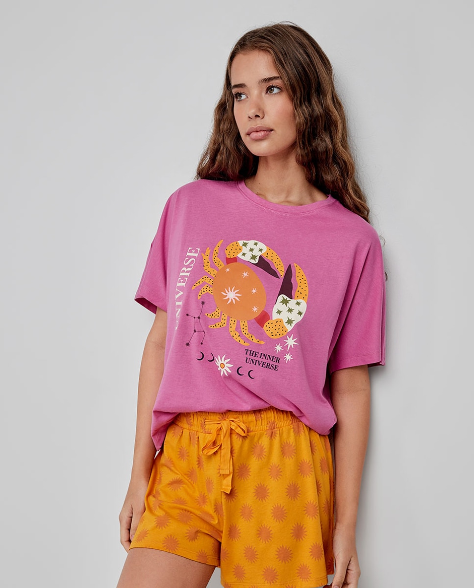 Pijama corto de mujer con pantalón a contraste - Gisela - Multicolor Multicolor-2