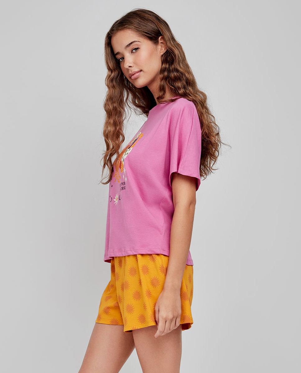 Pijama corto de mujer con pantalón a contraste - Gisela - Multicolor Multicolor-3