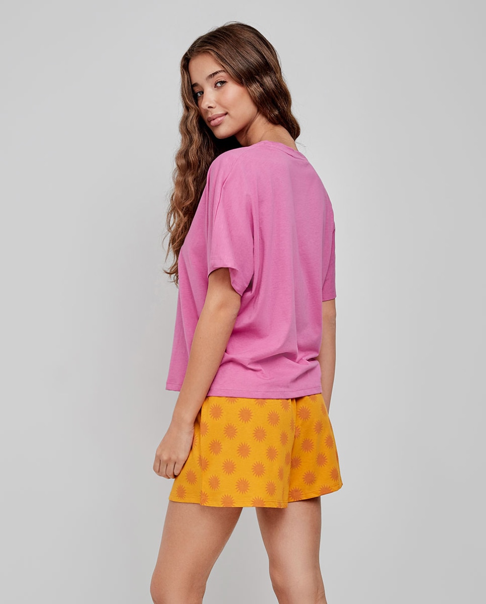 Pijama corto de mujer con pantalón a contraste - Gisela - Multicolor Multicolor-5