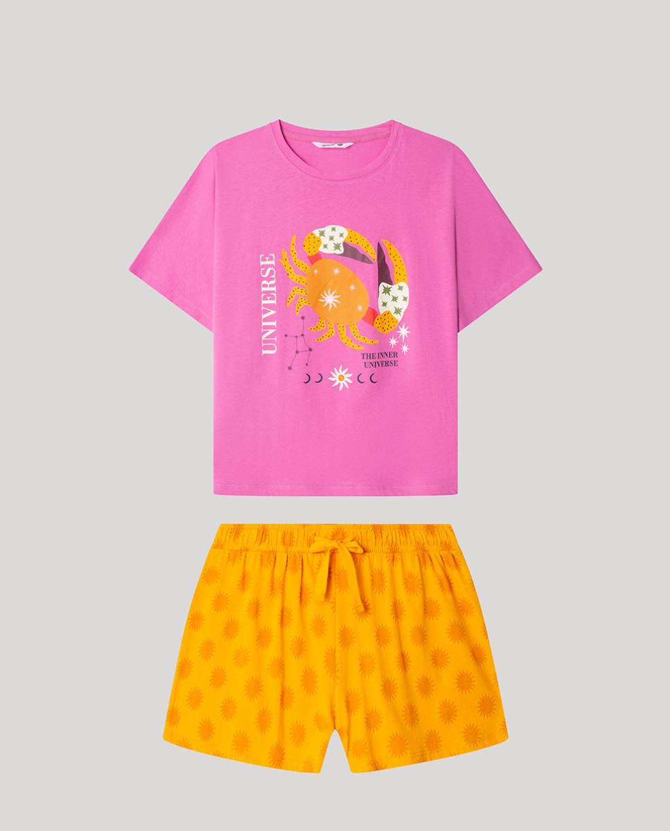 Pijama corto de mujer con pantalón a contraste - Gisela - Multicolor Multicolor-6