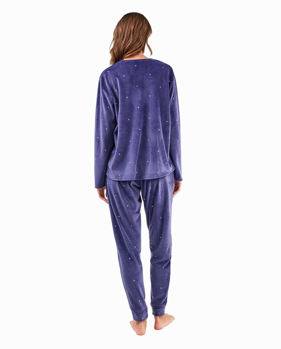 Pijama de mujer en tejido polar elástico - Gisela - Azul marino Azul marino-4