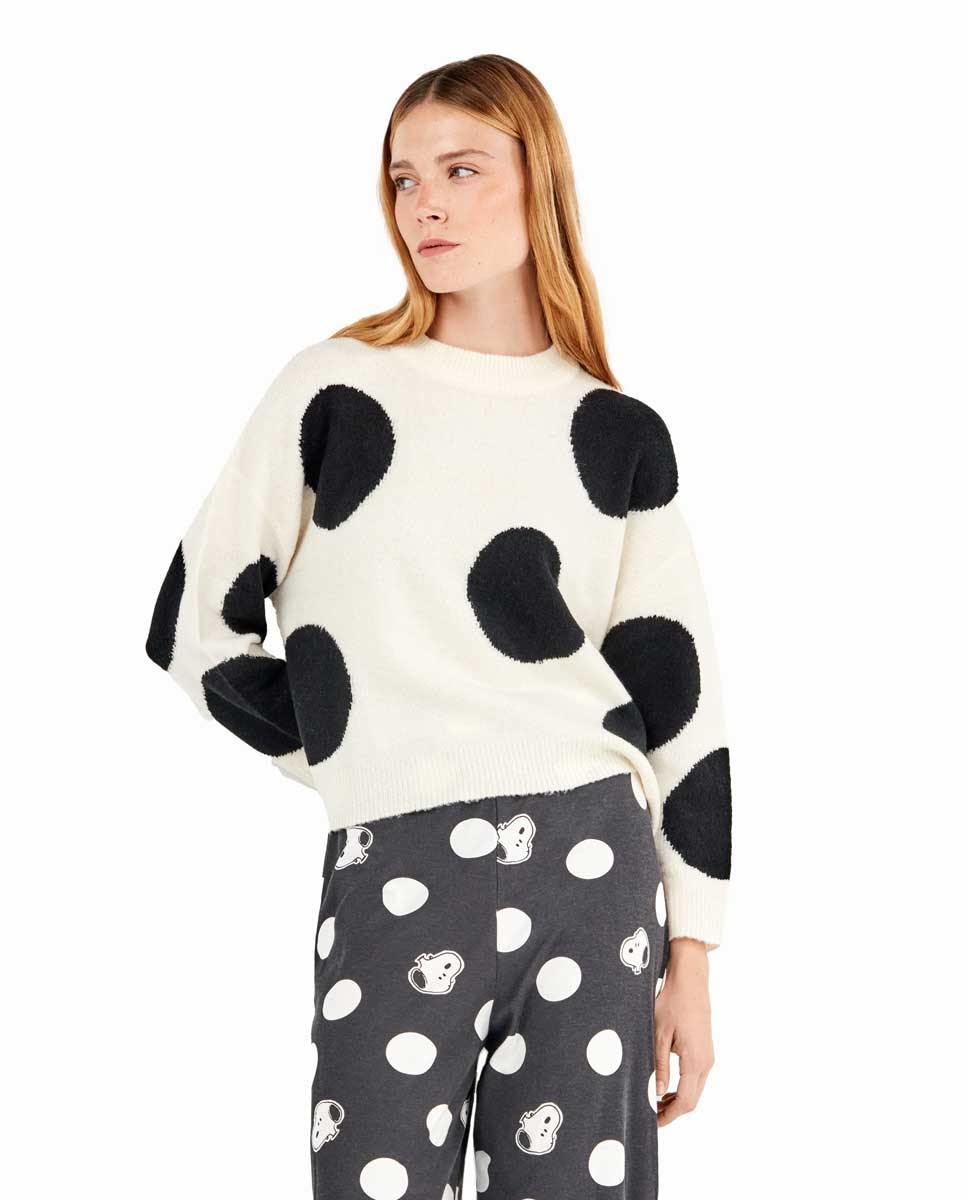 Camiseta de pijama de mujer estampada de Snoopy - Gisela - Blanco / Negro Blanco / Negro-1