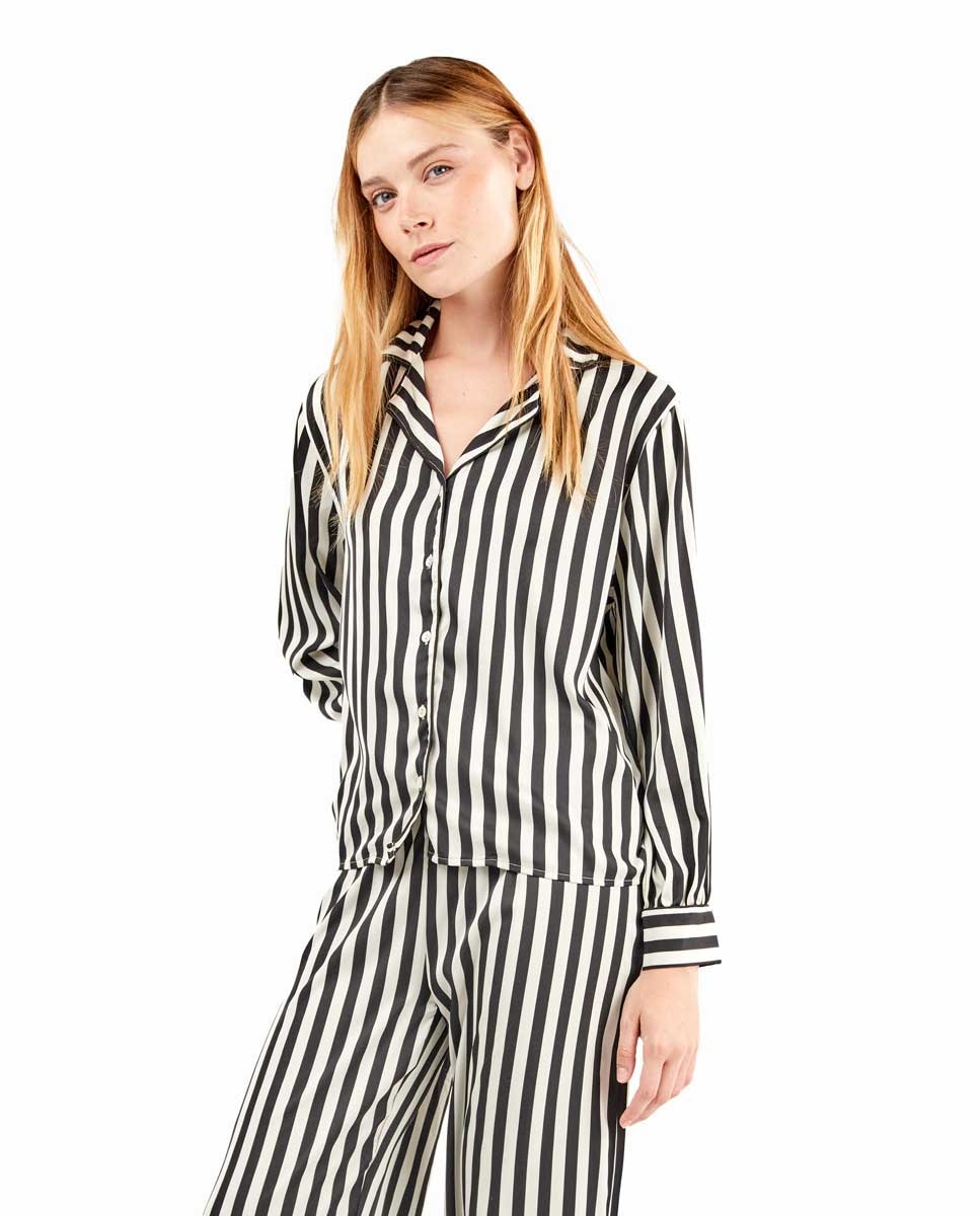 Pijama camisero de mujer estampado de rayas - Gisela - Multicolor Multicolor-2