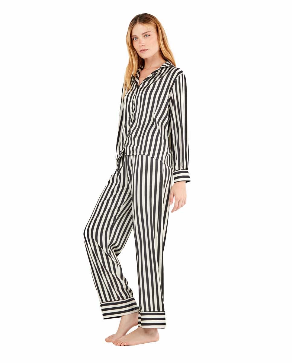 Pijama camisero de mujer estampado de rayas - Gisela - Multicolor Multicolor-3
