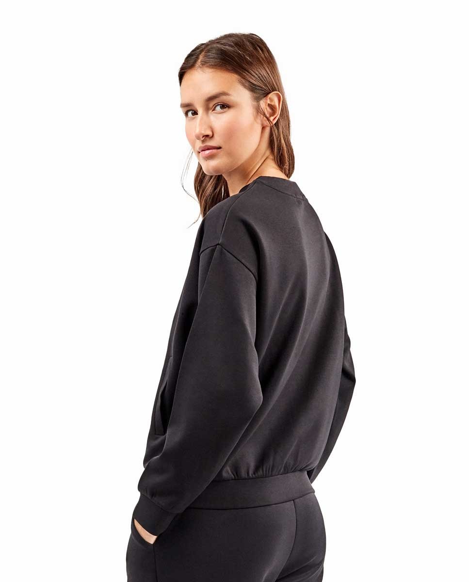 Sudadera de mujer double soft touch con bolsillos - Gisela - Negro Negro-2
