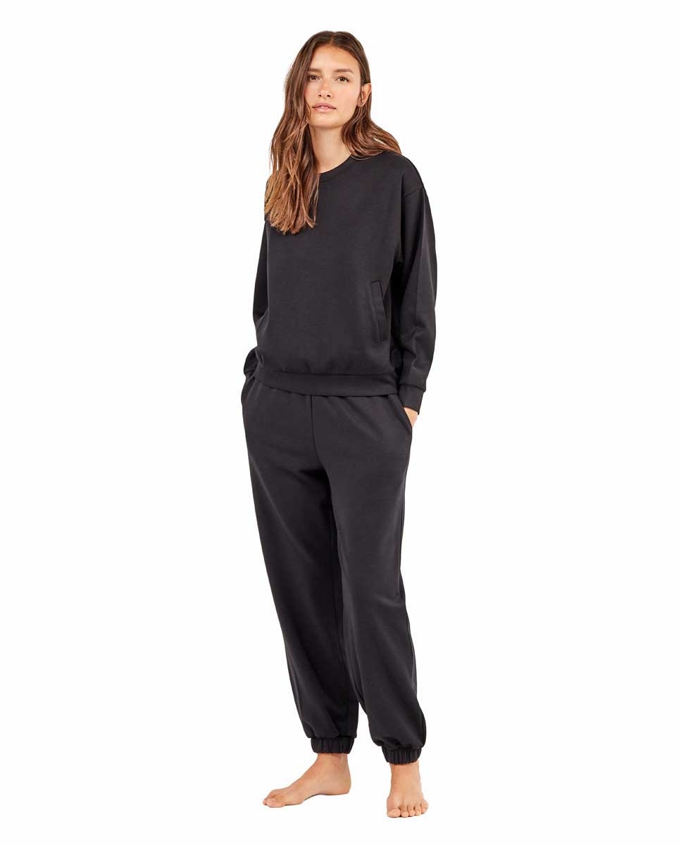 Sudadera de mujer double soft touch con bolsillos - Gisela - Negro Negro-3