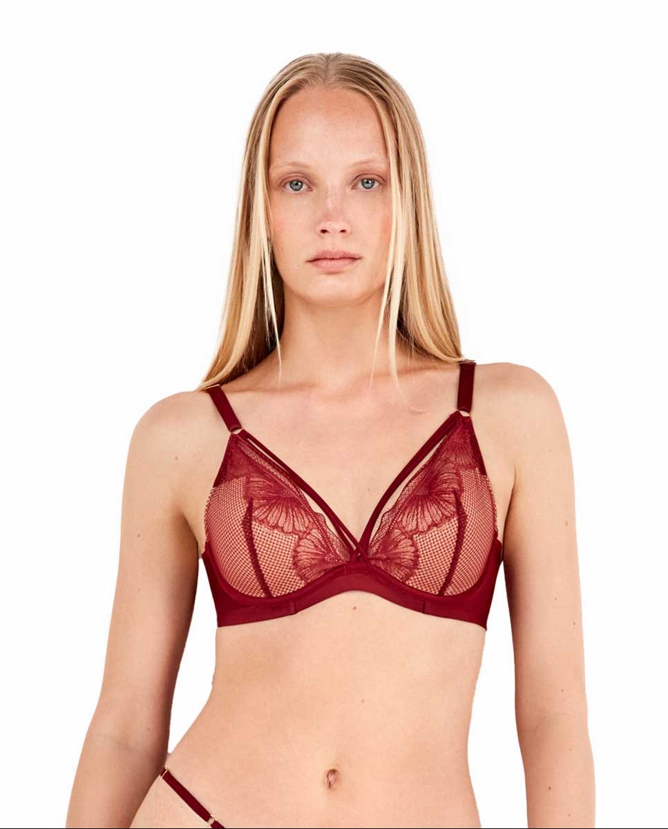 Sujetador bralette copa efecto push up - Gisela - Rojo Rojo-1
