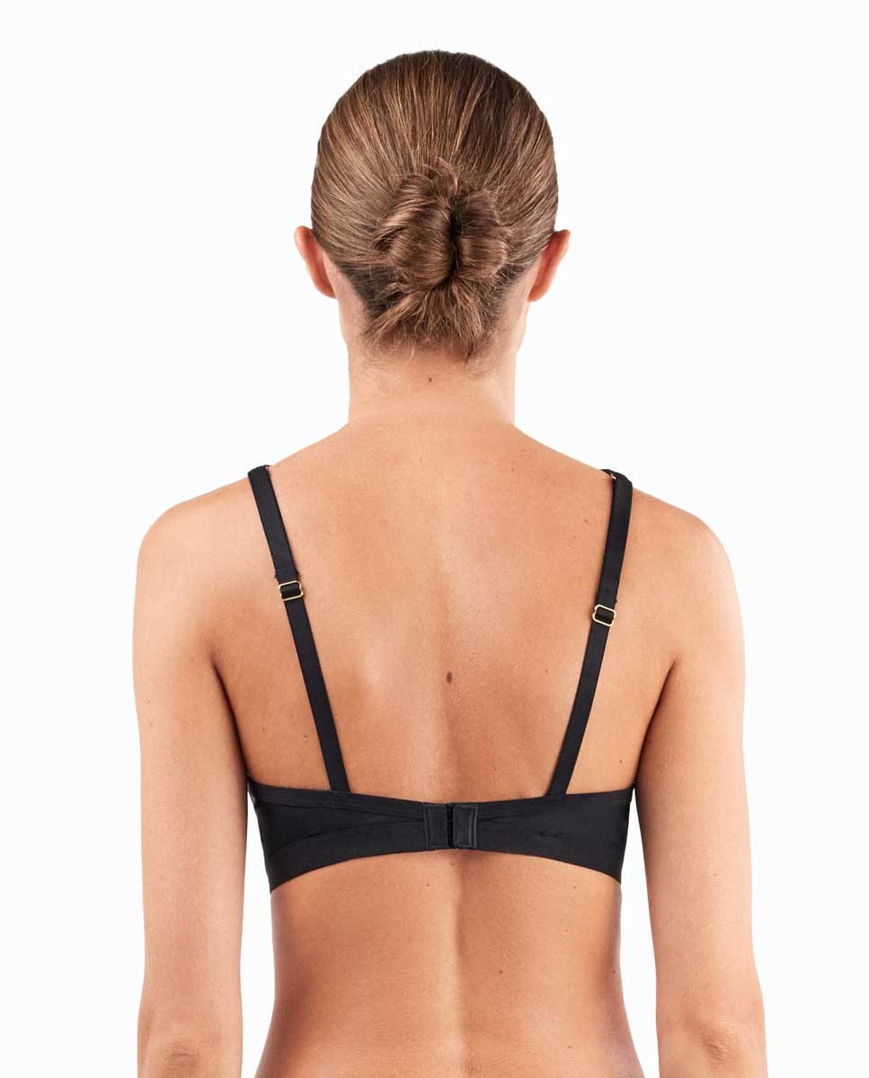 Sujetador bralette de mujer sin relleno con tejido laminado - Gisela - Negro Negro-3
