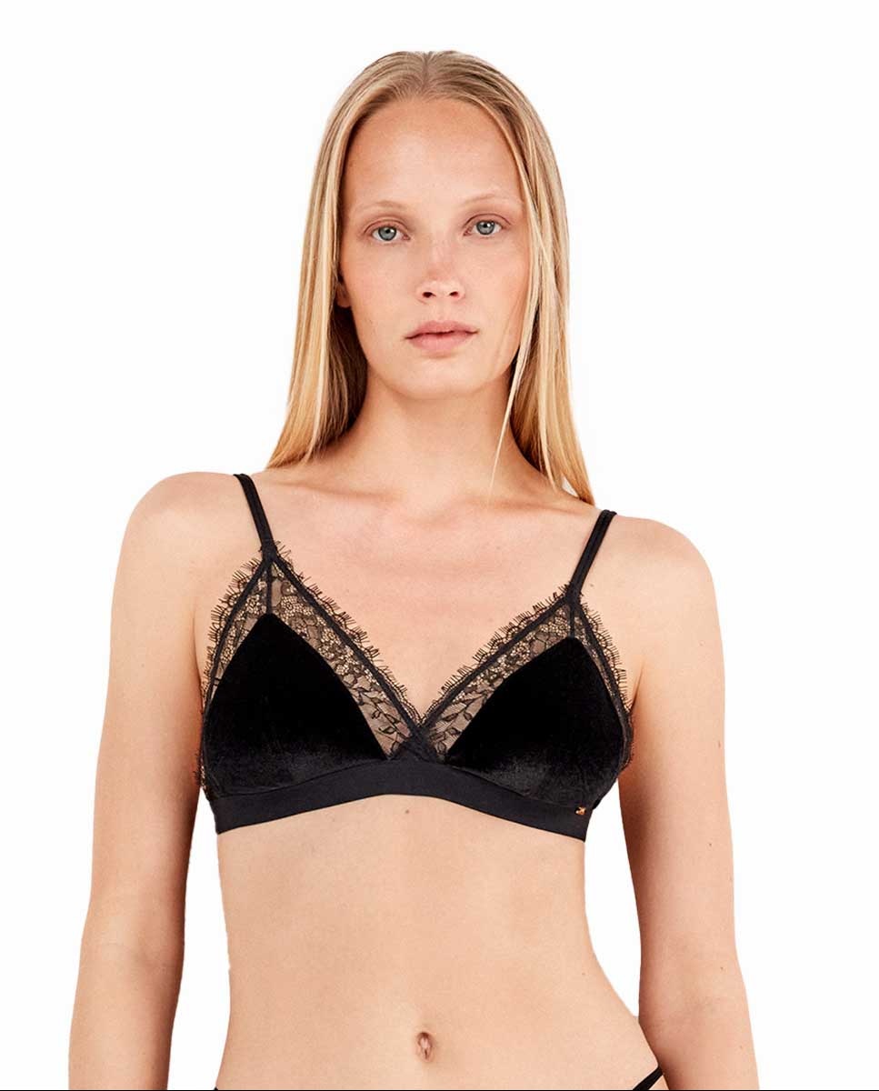 Sujetador sin aro de mujer con copa extraíble - Gisela - Negro Negro-1