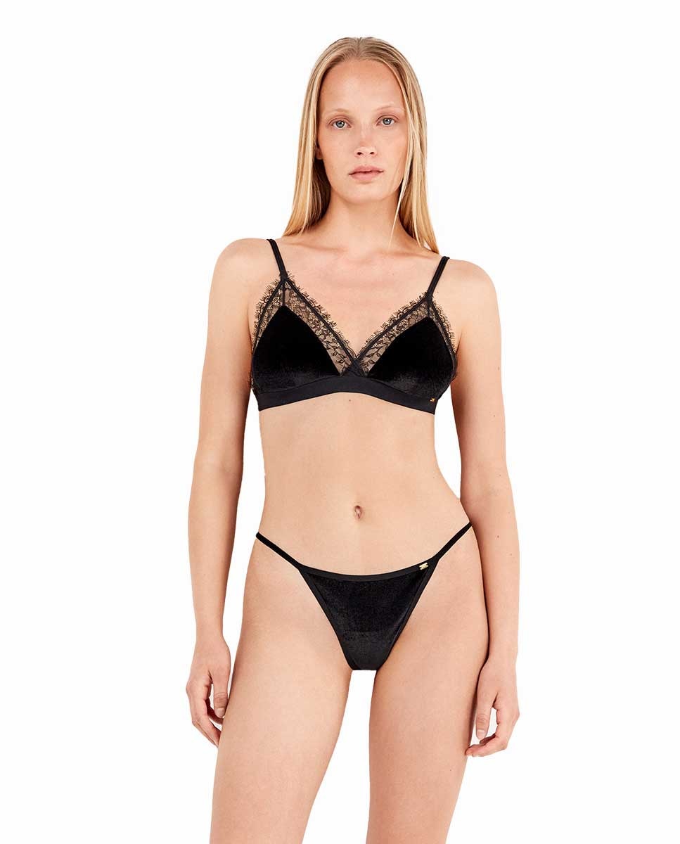 Sujetador sin aro de mujer con copa extraíble - Gisela - Negro Negro-2