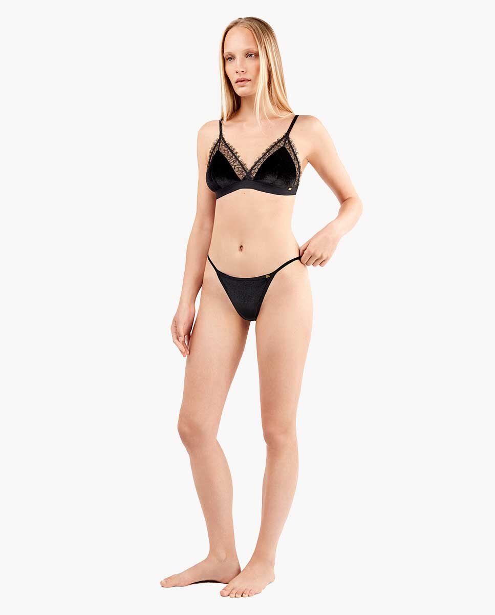 Sujetador sin aro de mujer con copa extraíble - Gisela - Negro Negro-4
