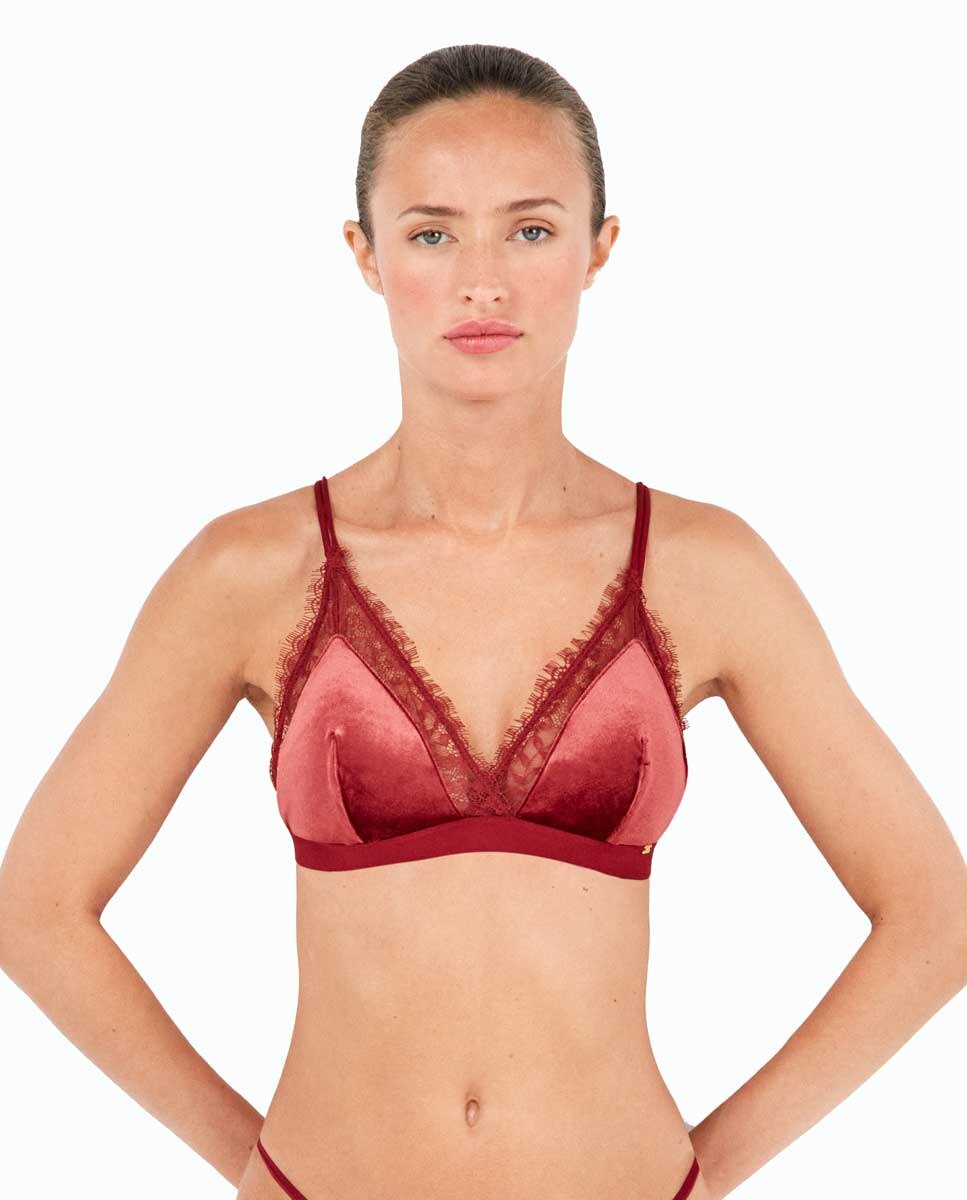 Sujetador sin aro de mujer con copa extraíble - Gisela - Rojo Rojo-1