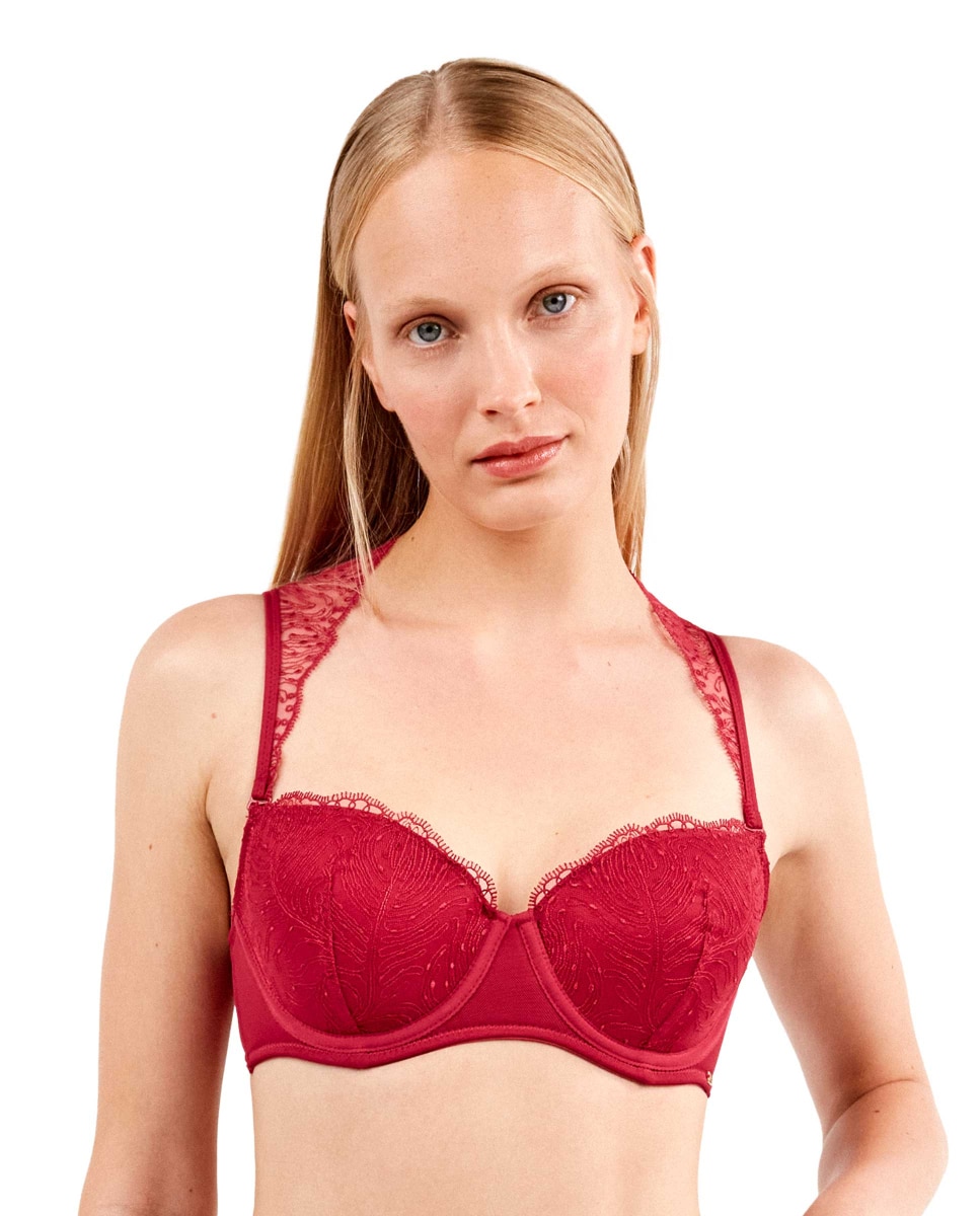 Imagen 0 de Sujetador balconette de mujer tirantes desmontables Cereza