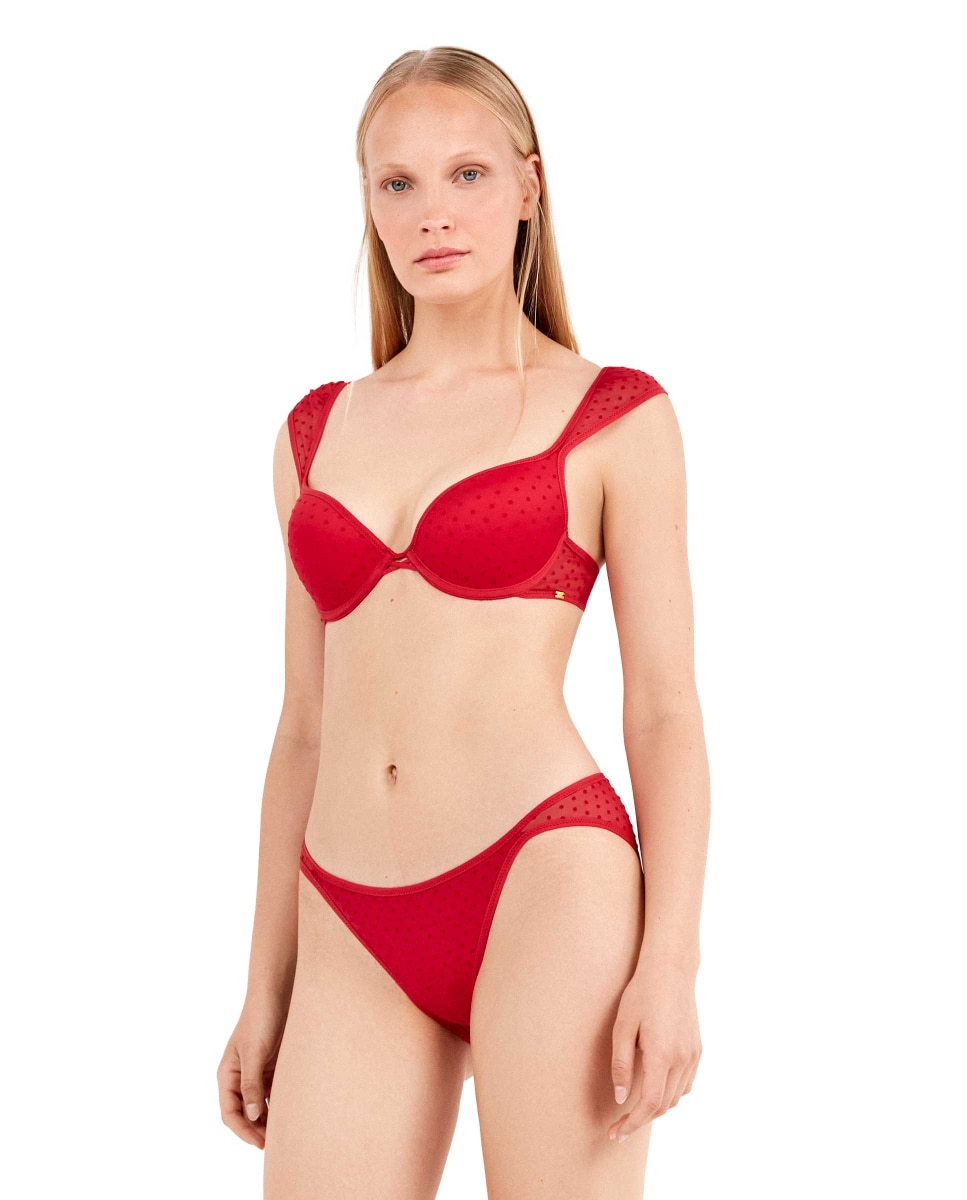 Sujetador push up de mujer en tul plumetti - Gisela - Rojo Rojo-2
