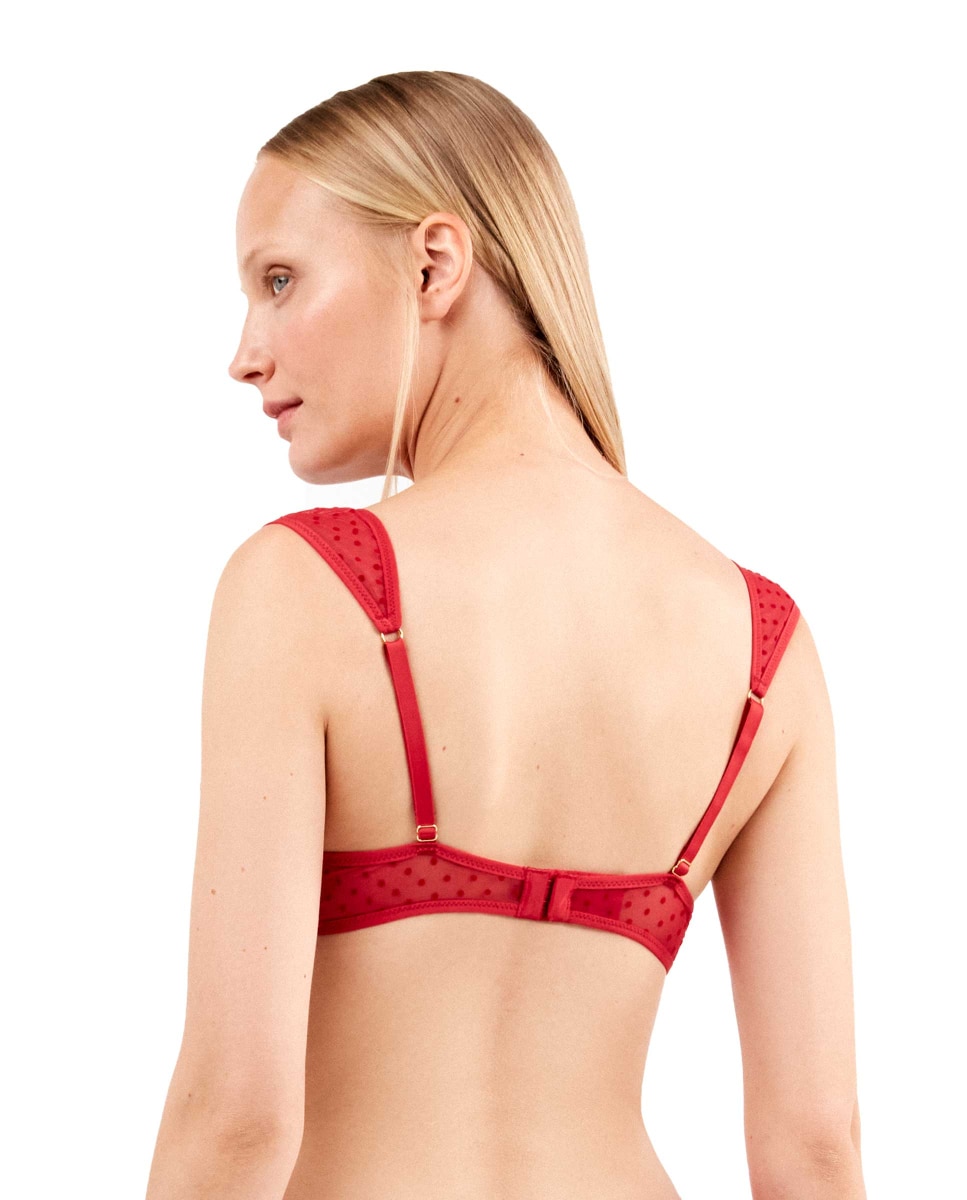 Sujetador push up de mujer en tul plumetti - Gisela - Rojo Rojo-3