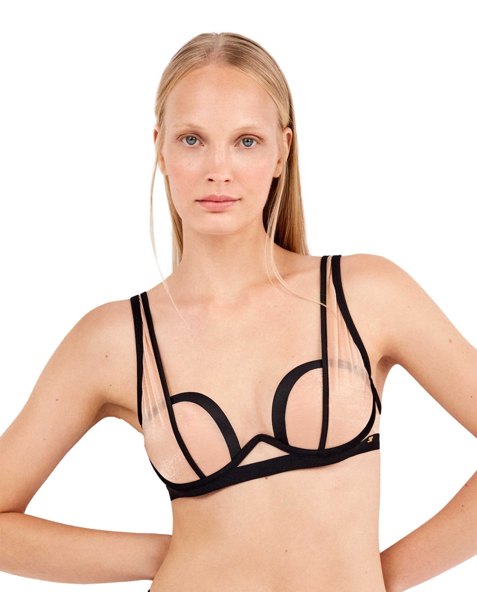 Sujetador bralette de mujer lurex semitransparente - Gisela - Piel Piel-1