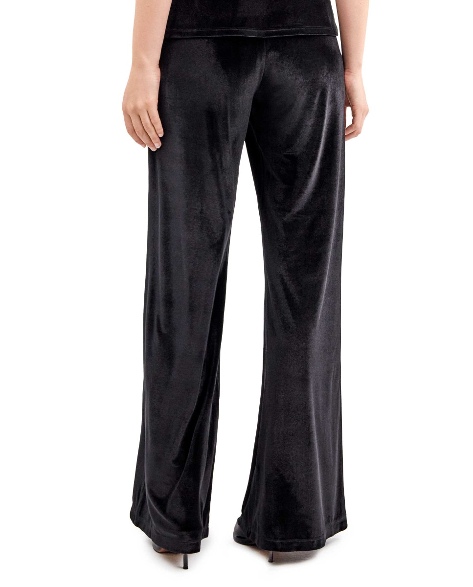 Pantalón largo de terciopelo elástico con diseño elegante - Gisela - Negro Negro-3