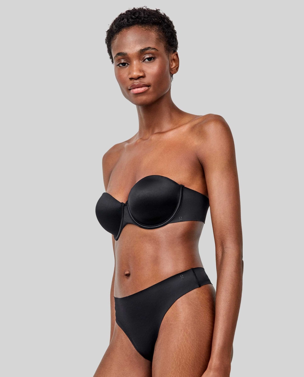 Sujetador desmontable de mujer en microfibra satinada - Gisela - Negro Negro-3