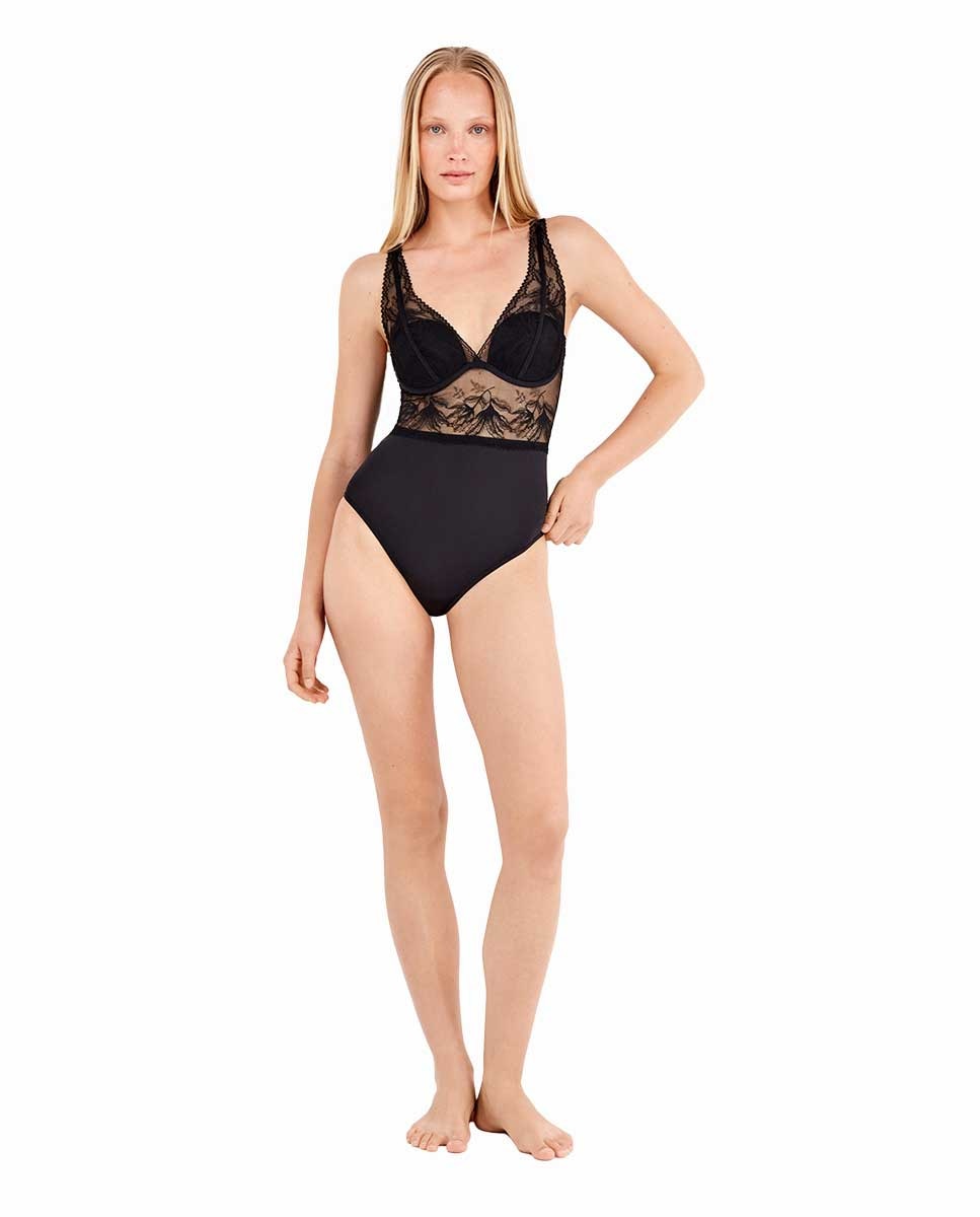 Imagen 0 de Body con aro y foam escote en V Negro