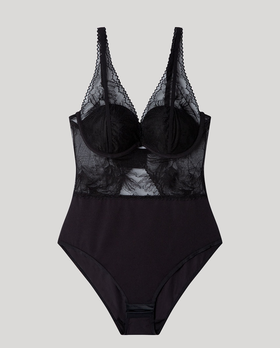 Body con aro y foam escote en V - Gisela - Negro Negro-5