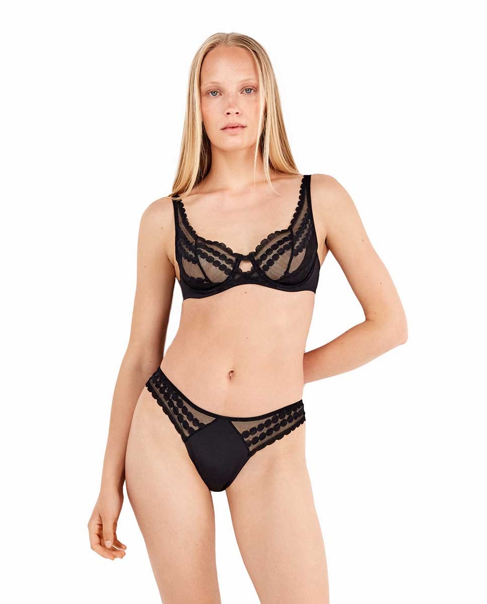 Sujetador con aro de mujer sin relleno y con aro - Gisela - Negro Negro-2