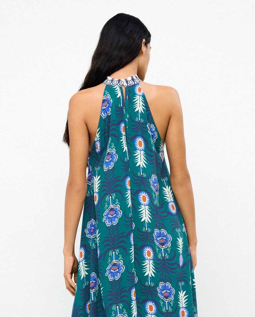 Vestido de playa de mujer tipo halter estampado - Gisela - Verde Verde-3