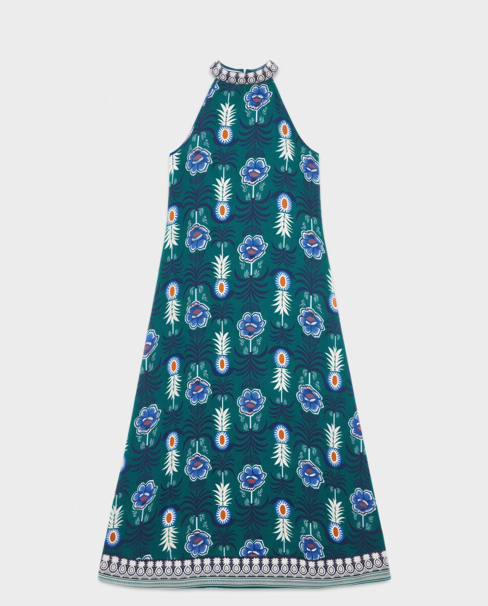 Vestido de playa de mujer tipo halter estampado - Gisela - Verde Verde-5