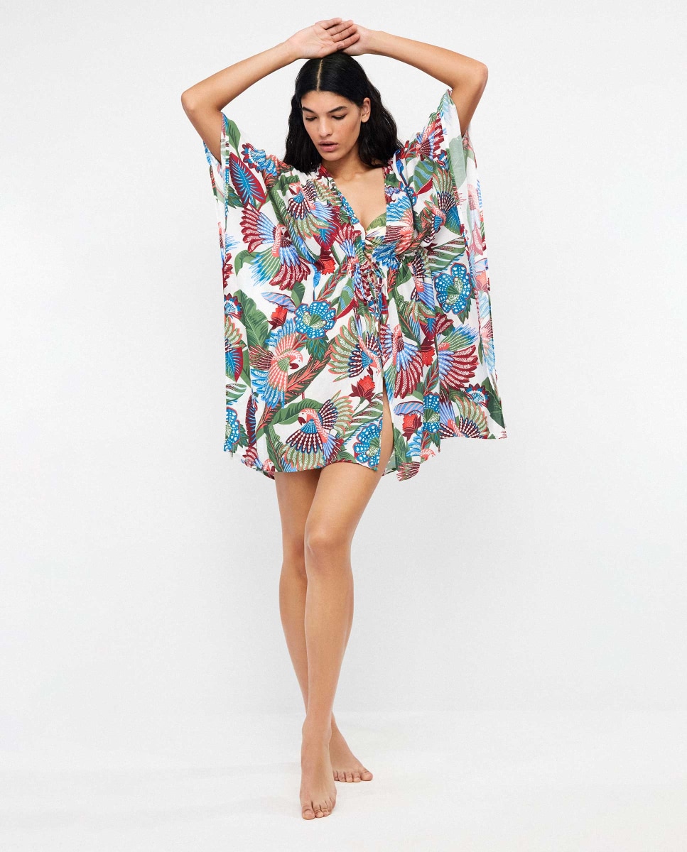 Caftán de mujer en tejido estampado - Gisela - Multicolor Multicolor-1