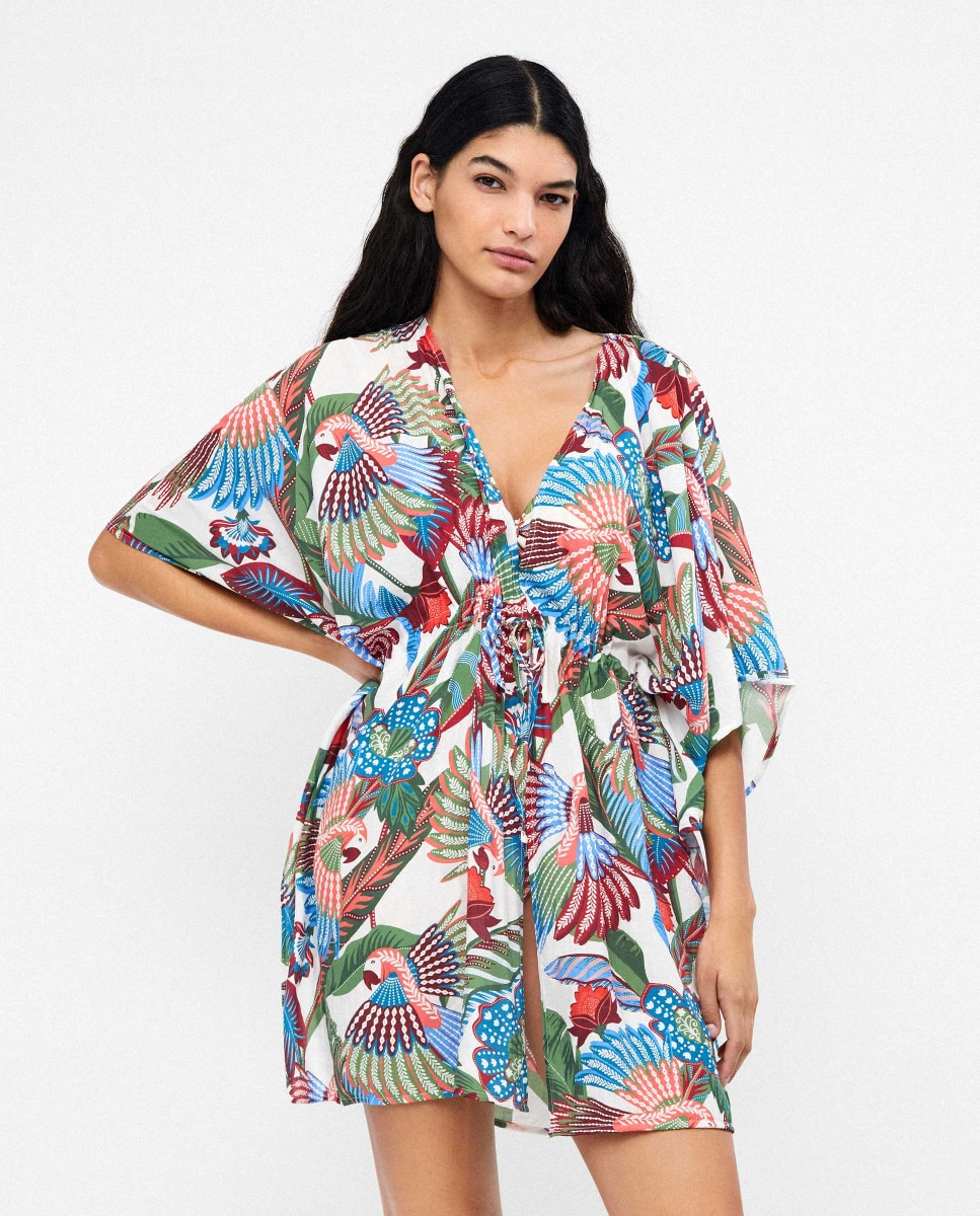 Caftán de mujer en tejido estampado - Gisela - Multicolor Multicolor-2