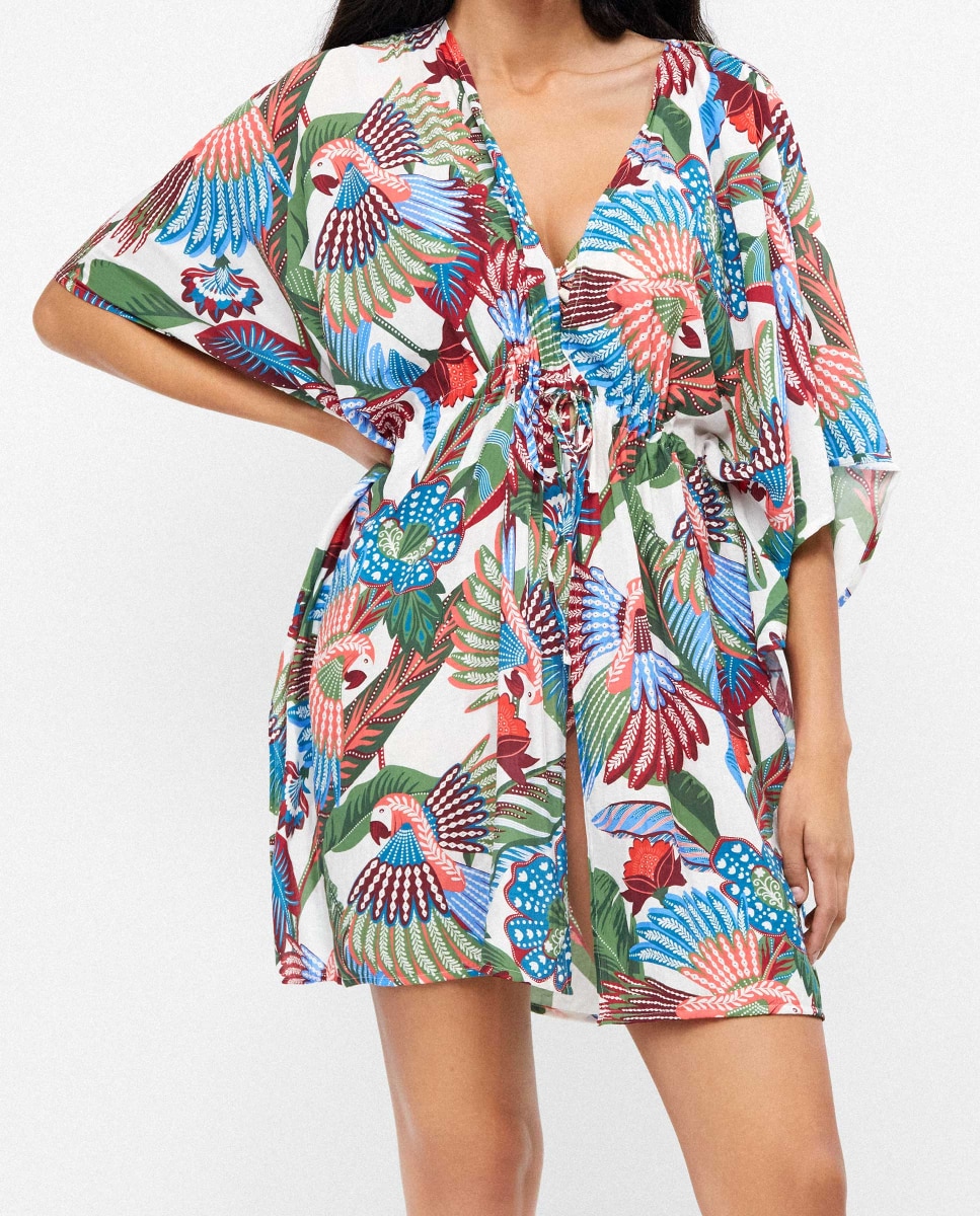 Caftán de mujer en tejido estampado - Gisela - Multicolor Multicolor-4