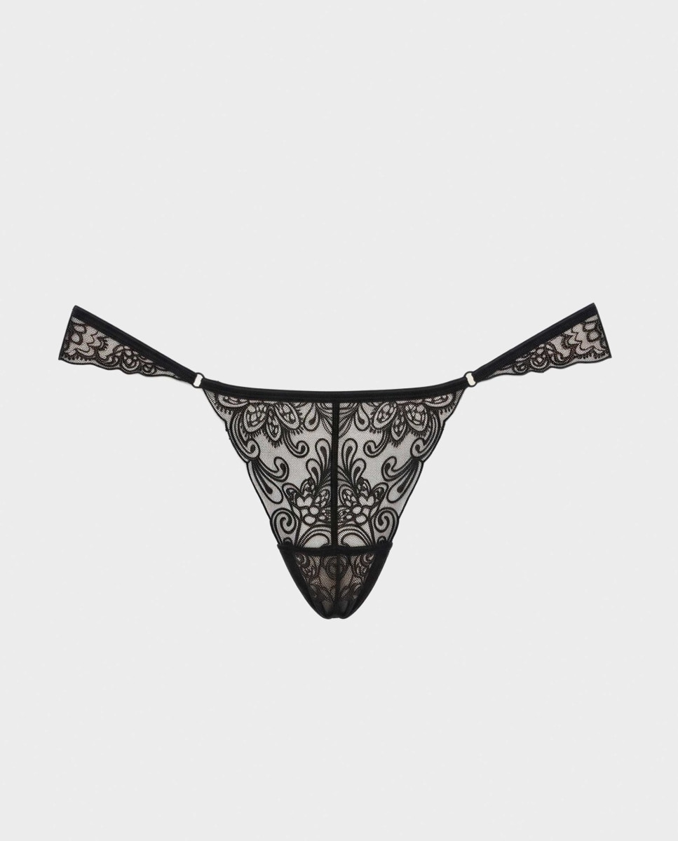 Braguita brasileña de mujer en tejido bordado - Gisela - Negro Negro-5
