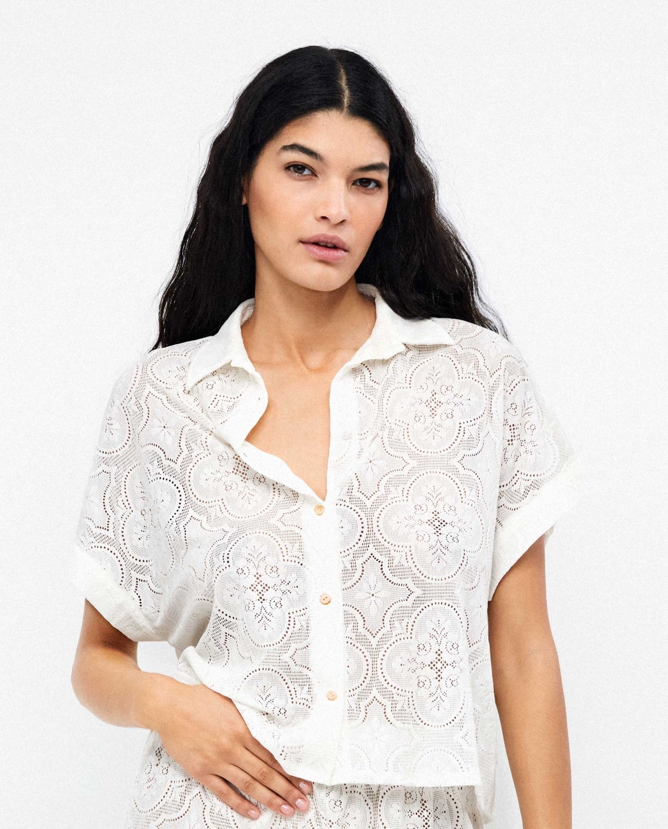 Imagen 0 de Camisola de mujer en tejido de estructura Blanco