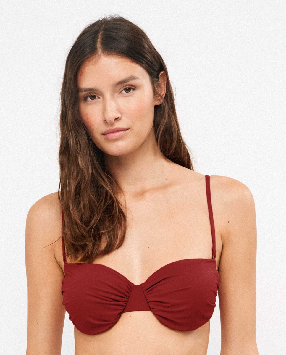Gisela - Top bikini bandeau con copas extraíbles y aro.