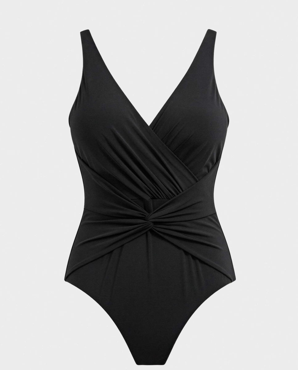 Bañador de mujer plus size y efecto control sin aros y con copas de foam - Gisela - Negro Negro-5