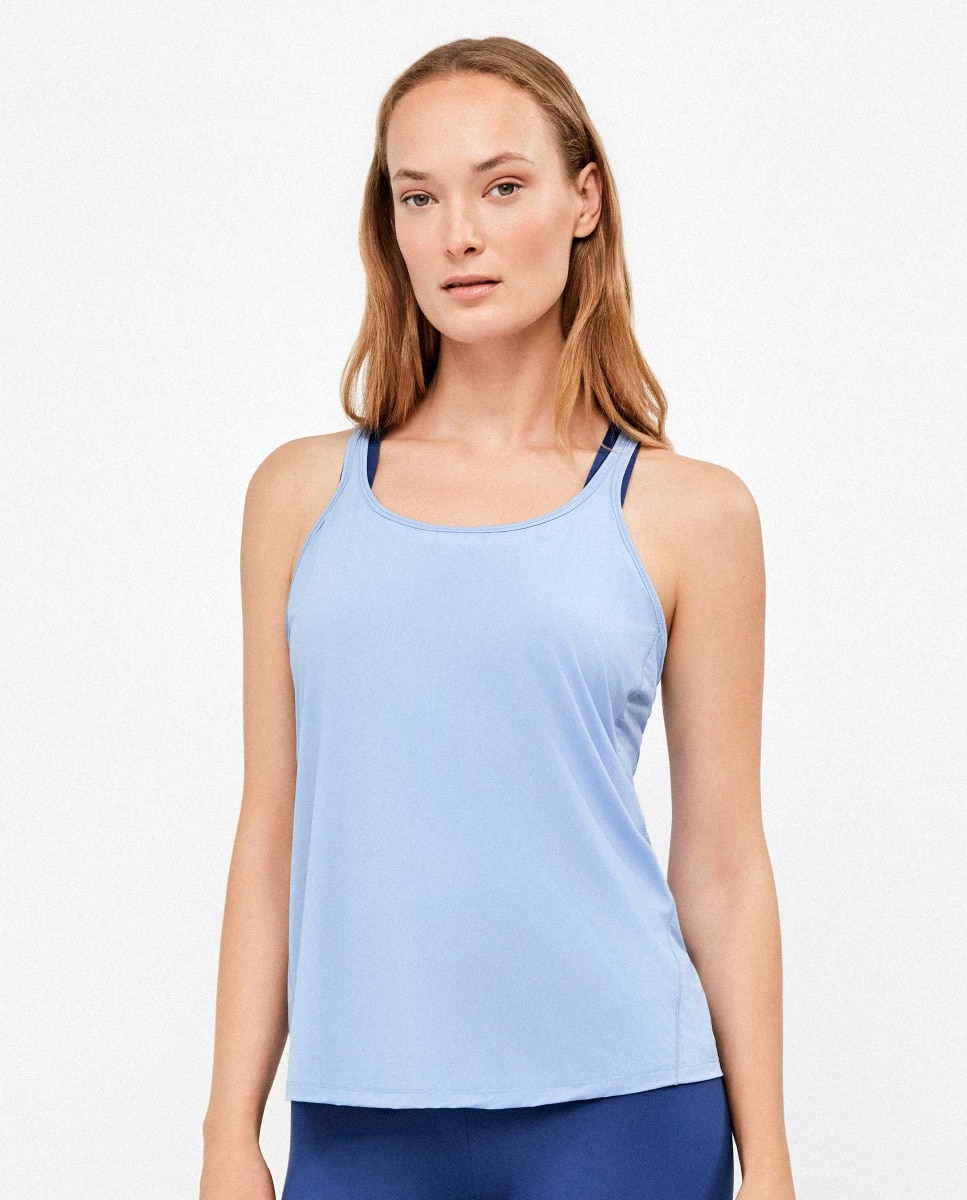 Imagen 0 de Camiseta deportiva de mujer de tirantes Azul celeste