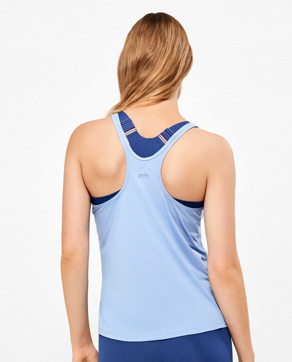 Camiseta deportiva de mujer de tirantes - Gisela - Azul celeste Azul celeste-3