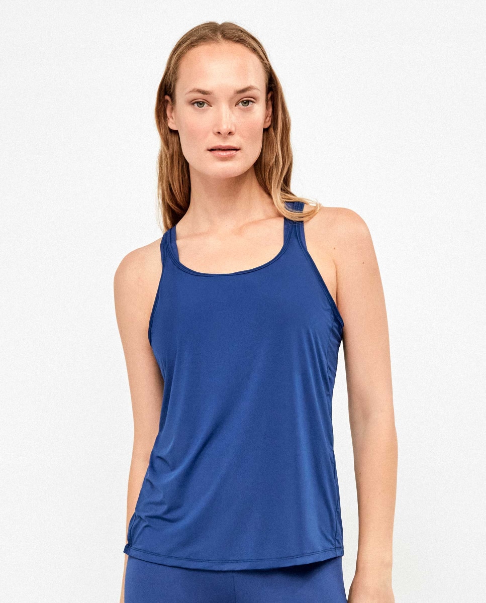 Camiseta deportiva de mujer de tirantes - Gisela - Azul marino Azul marino-1