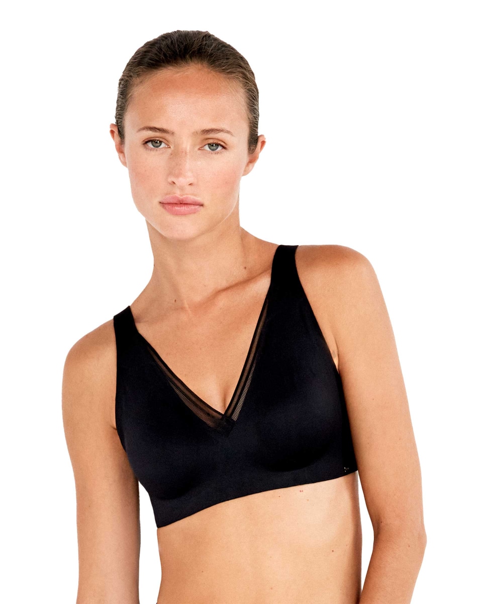 Sujetador reductor de mujer sin aros - Gisela - Negro Negro-1