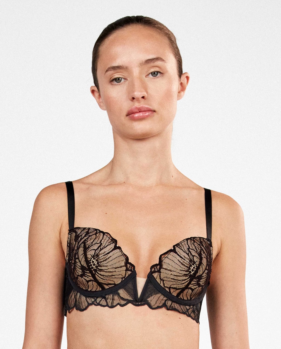 Sujetador bustier de mujer efecto push up - Gisela - Negro Negro-5