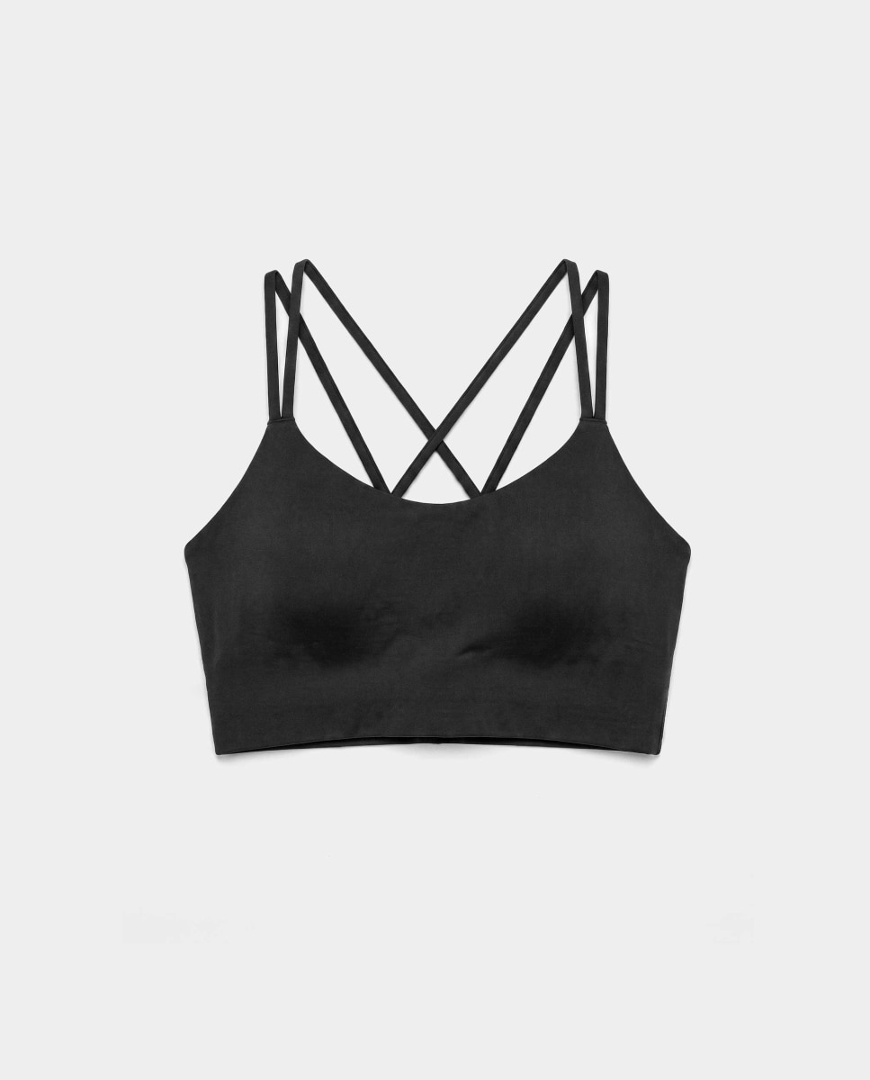 Top deportivo de mujer sin aros sujeción media - Gisela - Negro Negro-5