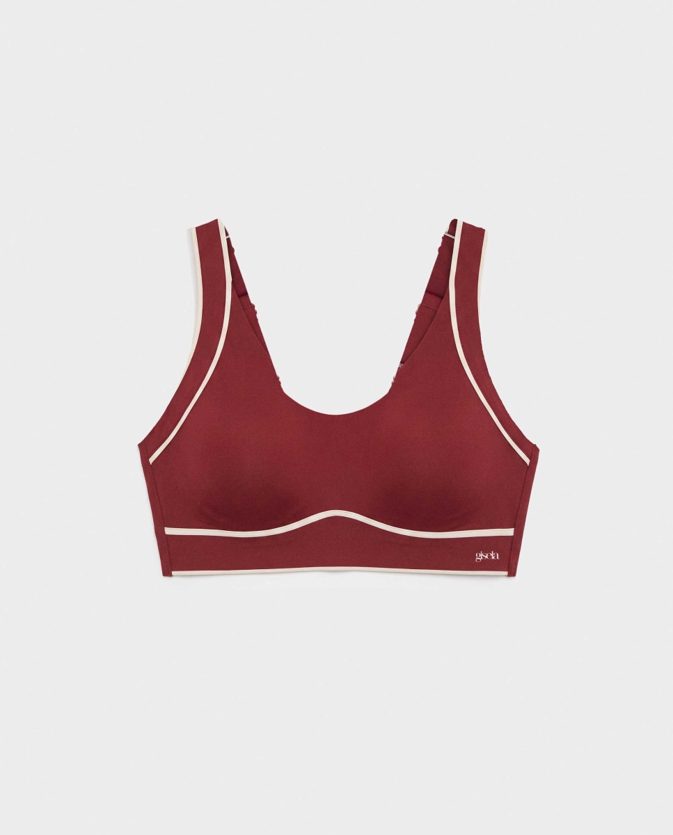 Sujetador deportivo de mujer alta sujeción - Gisela - Granate Granate-5