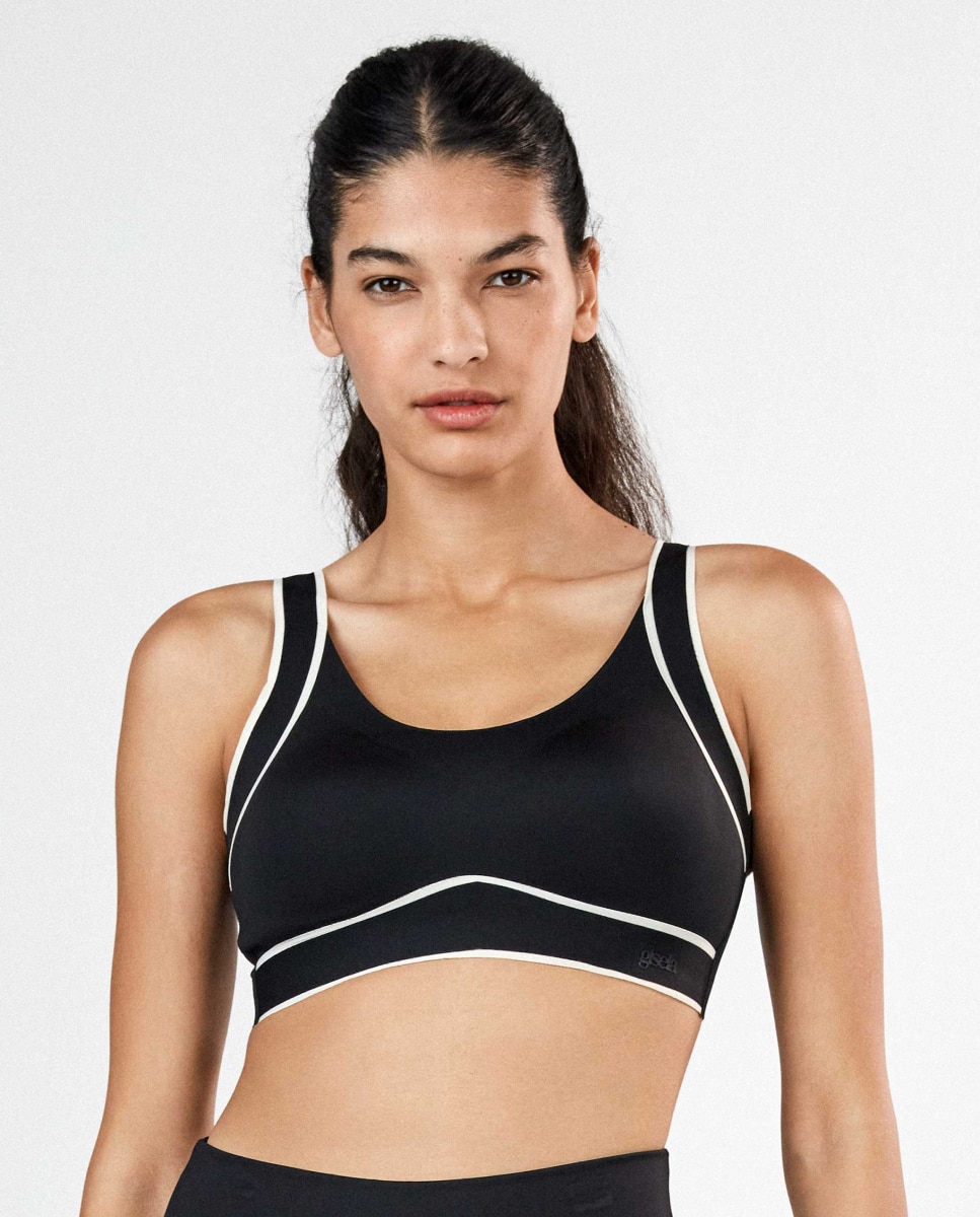 Sujetador deportivo de mujer alta sujeción - Gisela - Negro Negro-4