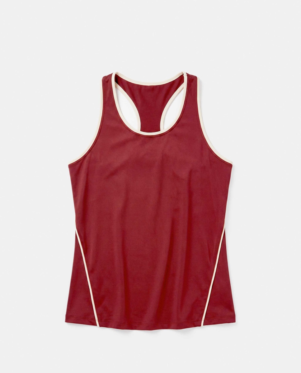 Camiseta deportiva de mujer de tirantes y espalda mariposa - Gisela - Granate Granate-3
