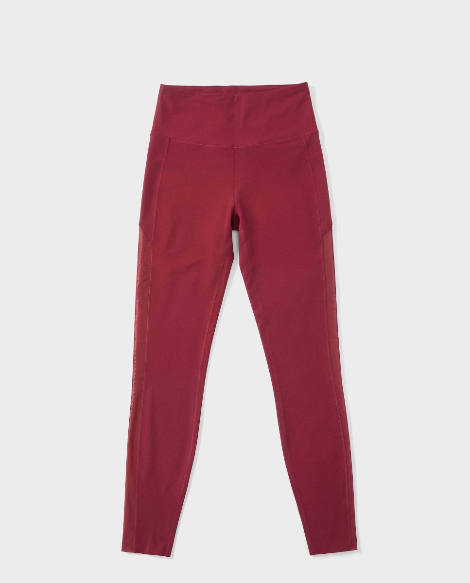 Legging deportivo largo de mujer cintura alta - Gisela - Granate Granate-5