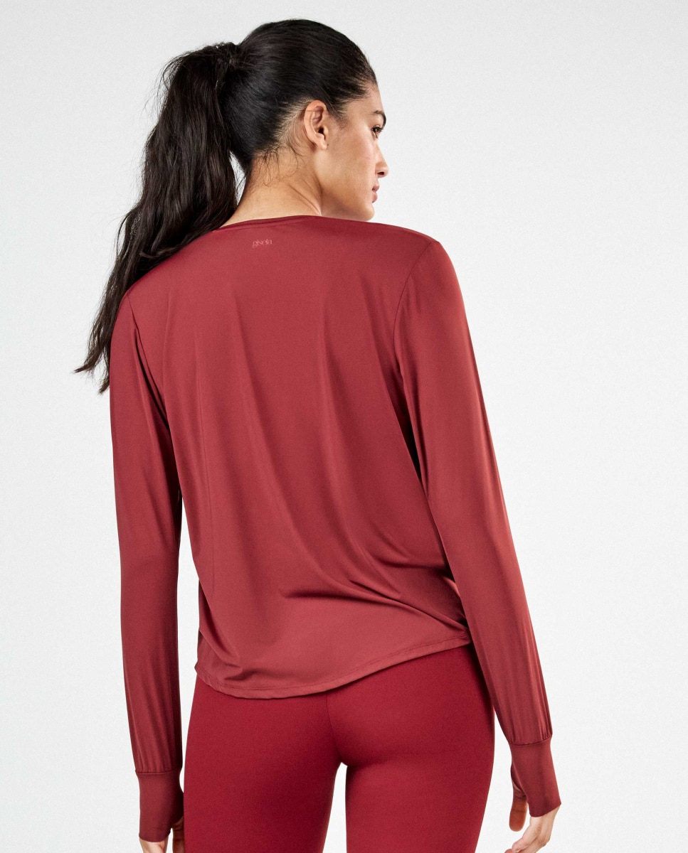 Camiseta deportiva de mujer manga larga - Gisela - Granate Granate-4