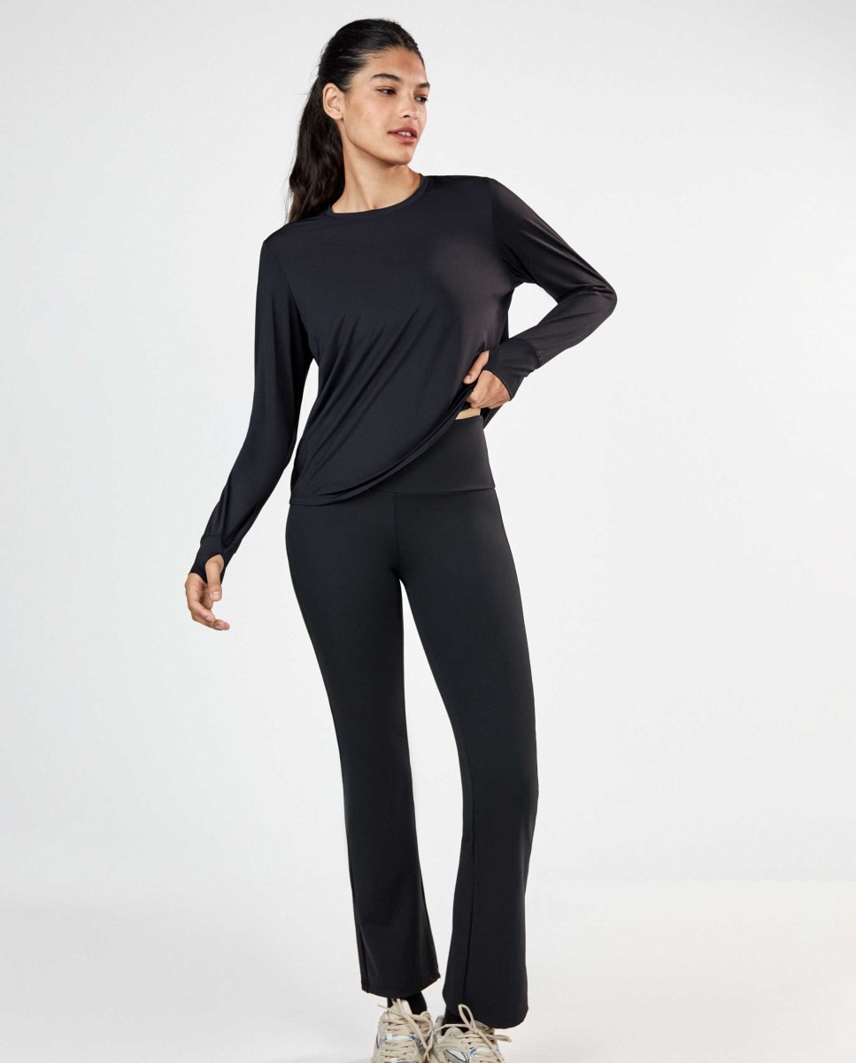 Camiseta deportiva de mujer manga larga - Gisela - Negro Negro-2